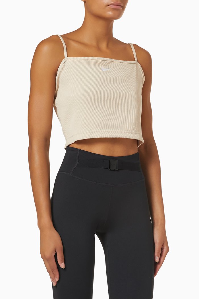 

Crop Top in Ribbed Cotton, Grey