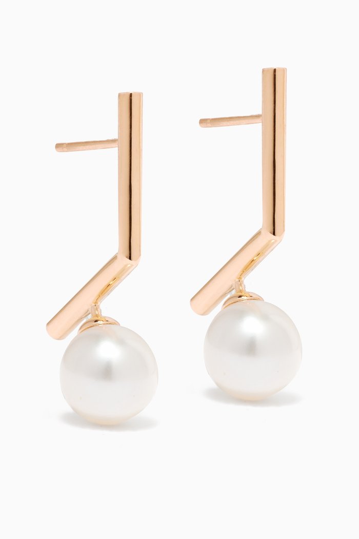 Kiku Glow Pearl Earrings in 18kt Rose Gold