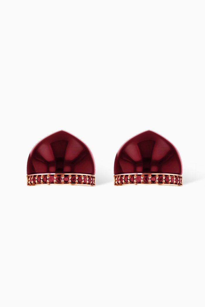Dome Noble Garnet Stud Earrings in 18kt Rose Gold