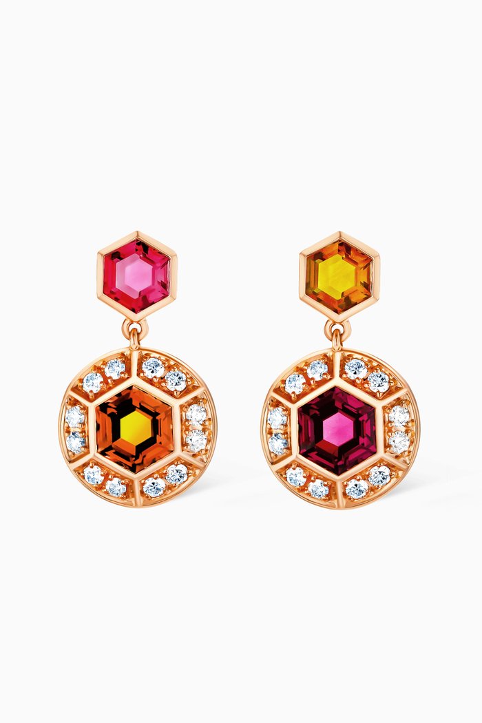 

Kanzi Gemstone & Diamond Earrings in 18kt Rose Gold