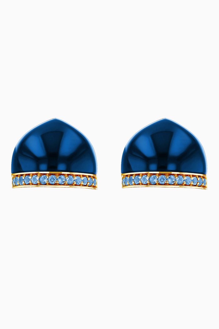 

Dome Noble London Topaz & Sapphire Stud Earrings in 18kt Yellow Gold
