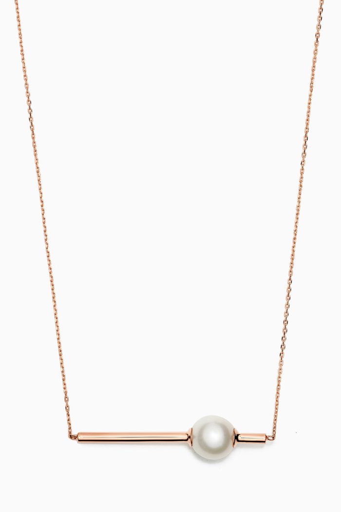 

Kiku Glow Pearl Bar Necklace in 18kt Rose Gold