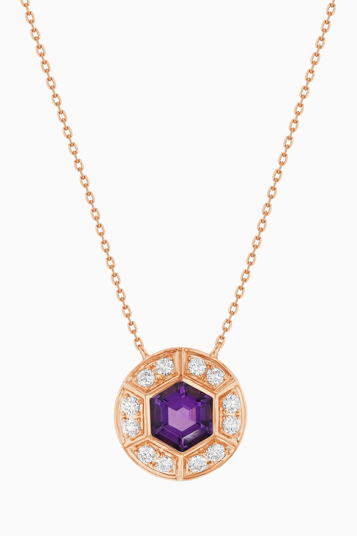 

Kanzi Amethyst & Diamond Necklace in 18kt Rose Gold