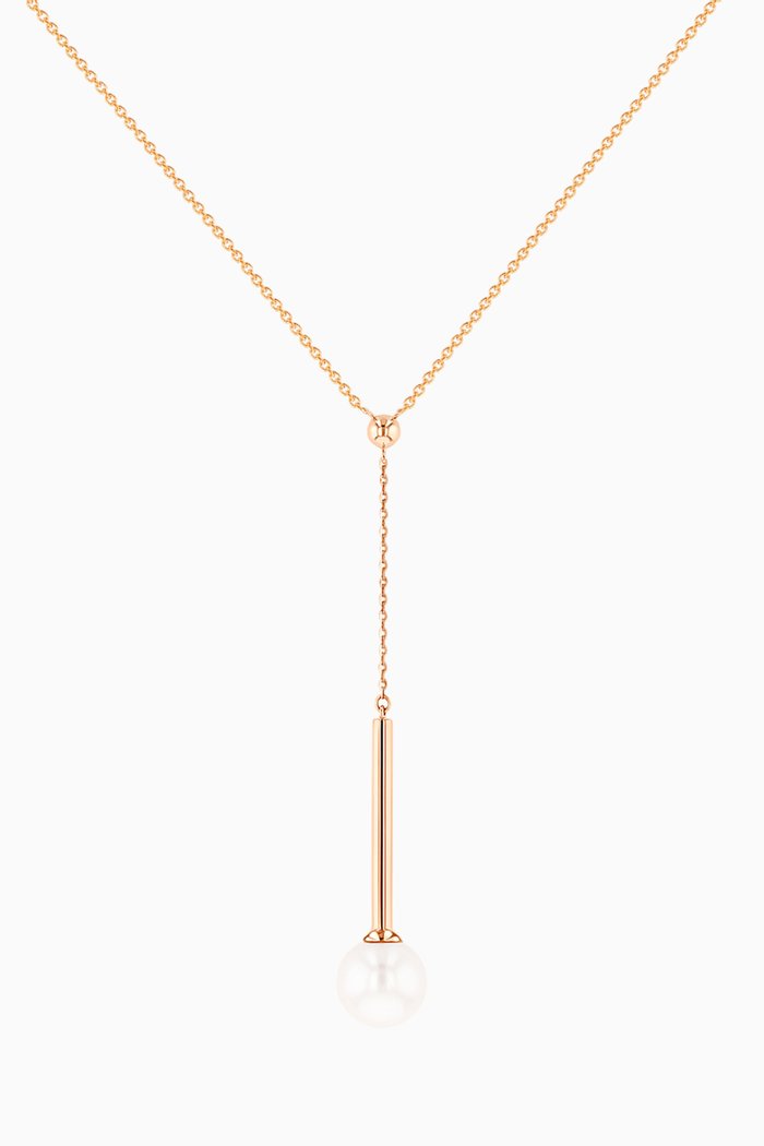

Kiku Glow Pearl Drop Necklace in 18kt Rose Gold