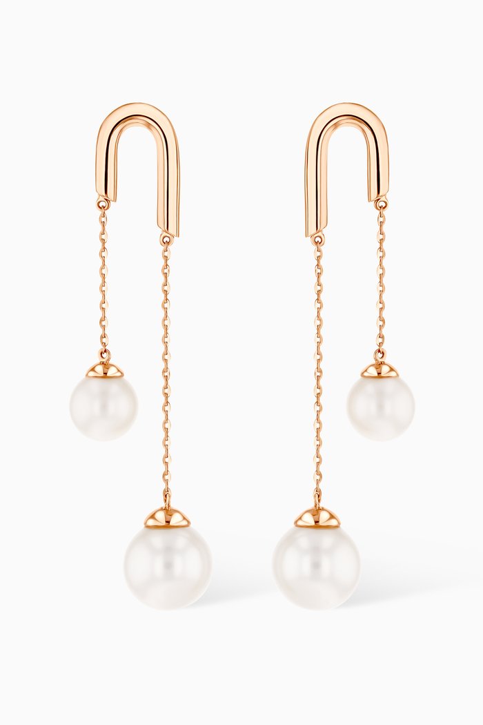 Kiku Glow Pearl Drop Earrings in 18kt Rose Gold