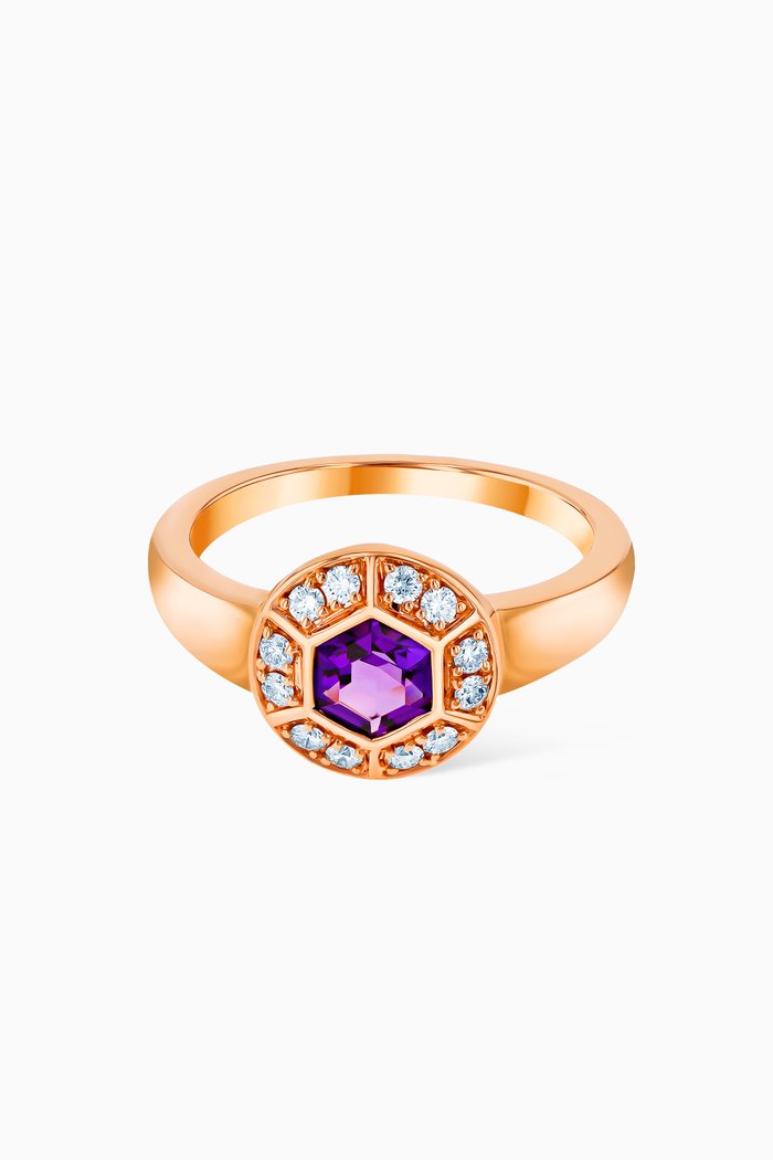 

Kanzi Amethyst & Diamond Ring in 18kt Rose Gold