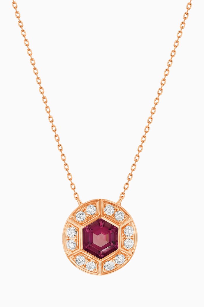 

Kanzi Raspberry Rhodolite & Diamond Necklace in 18kt Rose Gold