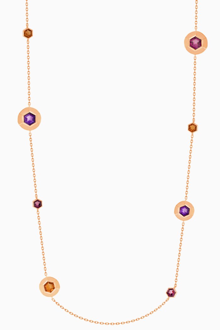 Kanzi Multi Gemstone Necklace in 18kt Rose Gold