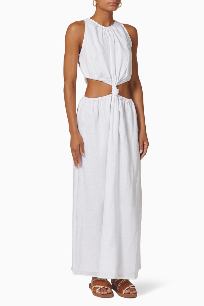 

Zeta Midi Dress in Linen, White