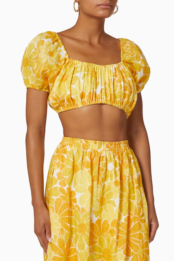 

Harlow Crop Top in Linen, Yellow