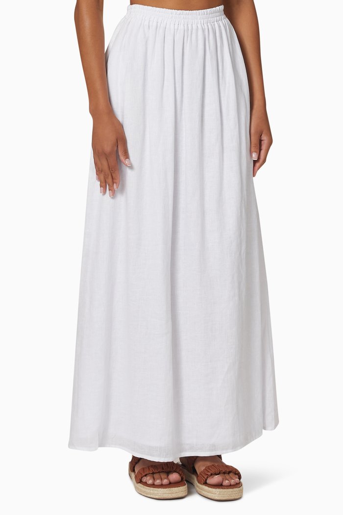 

Danita Maxi Skirt in Linen, White