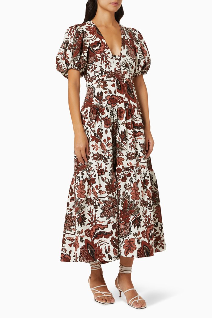 

Catalina Plunged Short Sleeve Midi Dress, Red