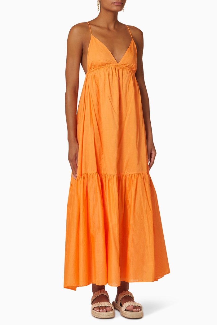 

Wilonna Midi Dress in Cotton Voile, Orange