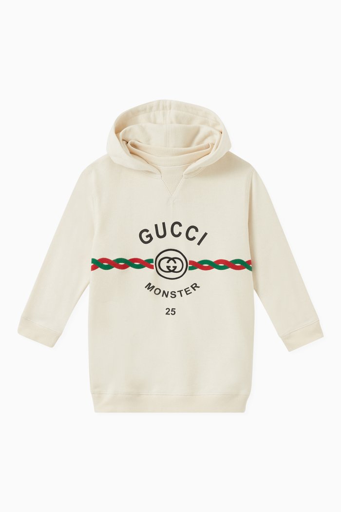 

Logo Hooded Dress in Cotton, White