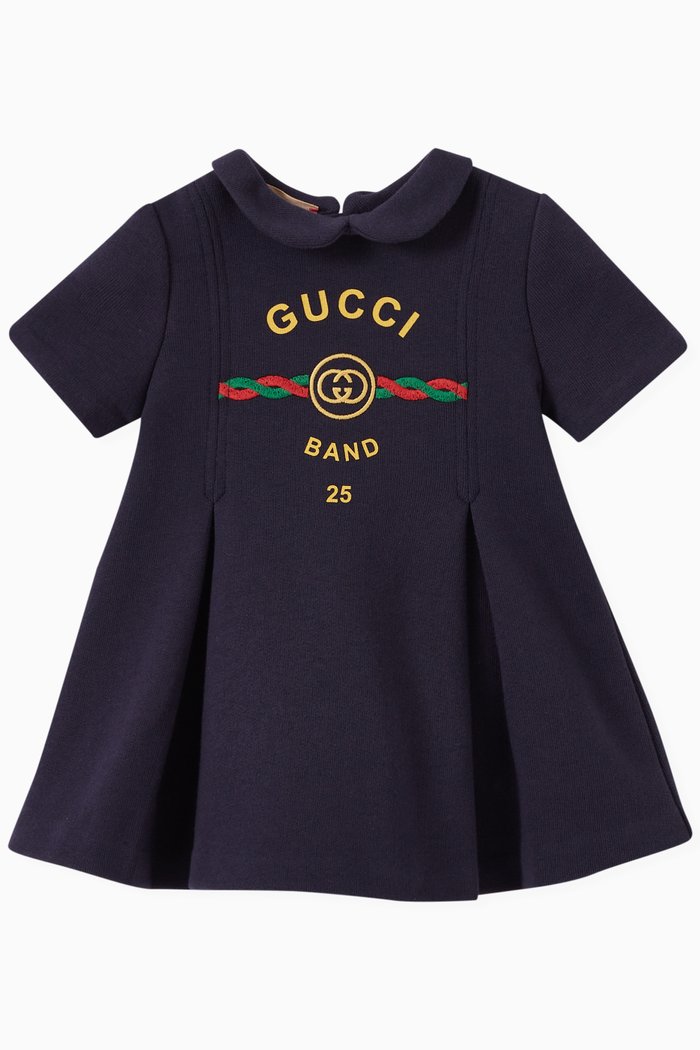 

Logo Print Dress in Jersey, Blue