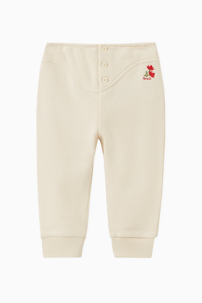 

Floral Bouquet Sweatpants in Felted Cotton Jersey, White