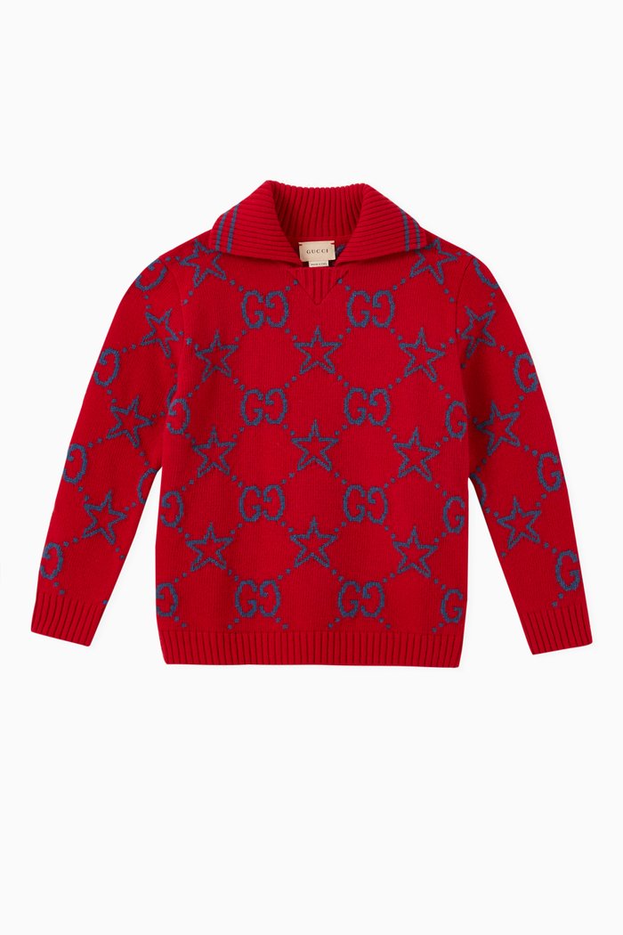 

GG Stars Polo Knitwear in Wool, Red