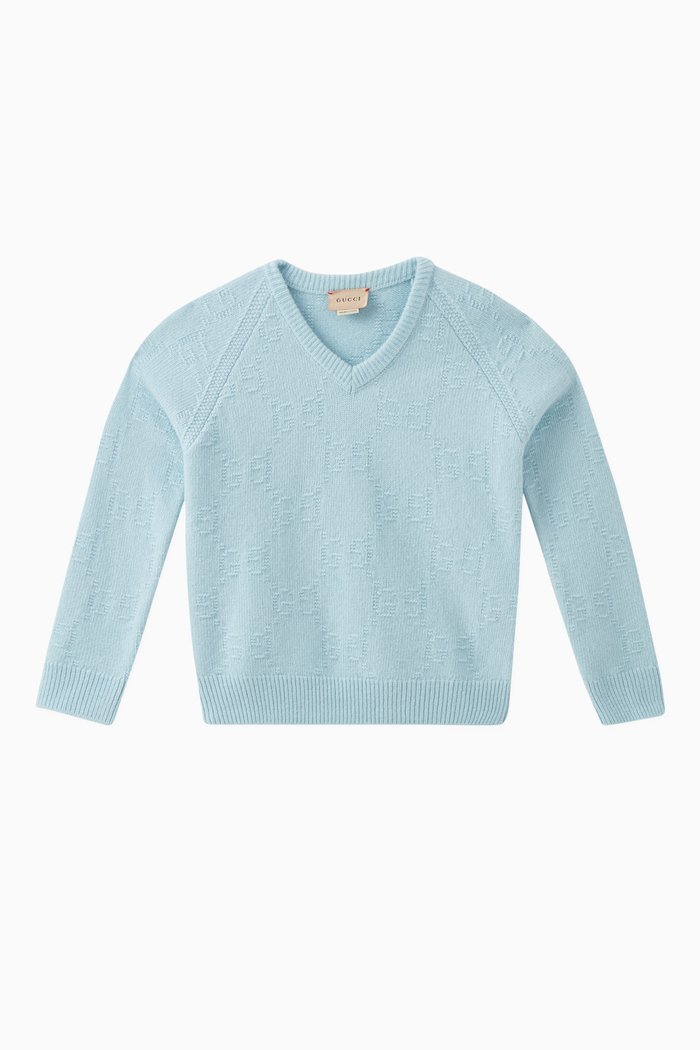 GG Links Print Knitwear in Wool, Blue