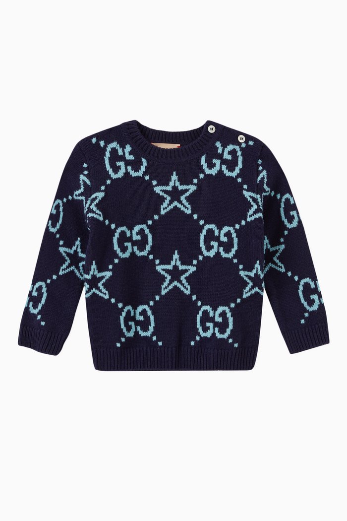 

Crew Neck Sweater in Wool, Blue