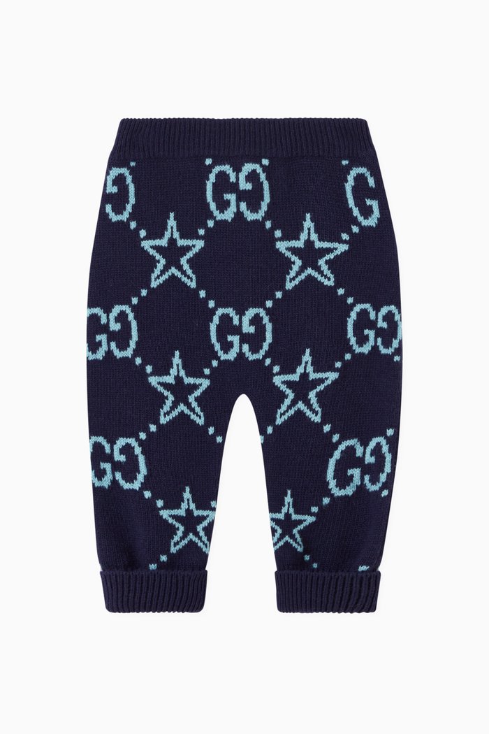 

Star Print Trousers in Wool, Blue