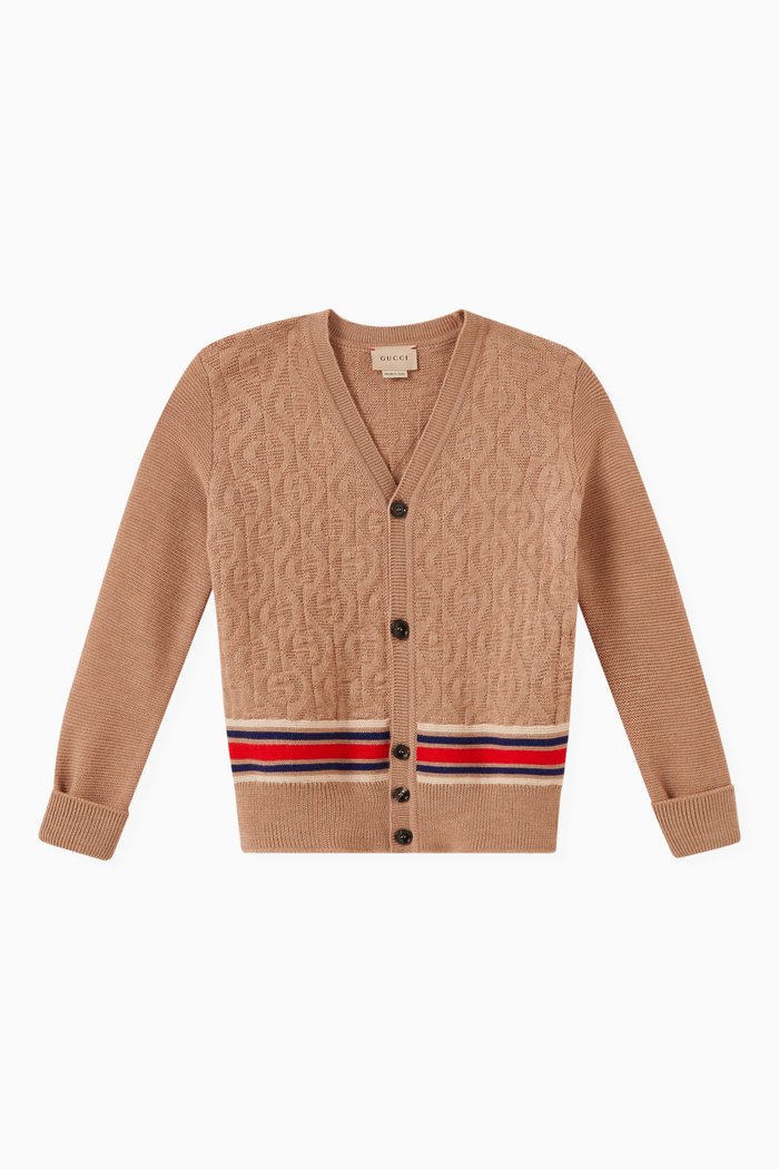 

G Rhombus Cardigan in Wool, Neutral