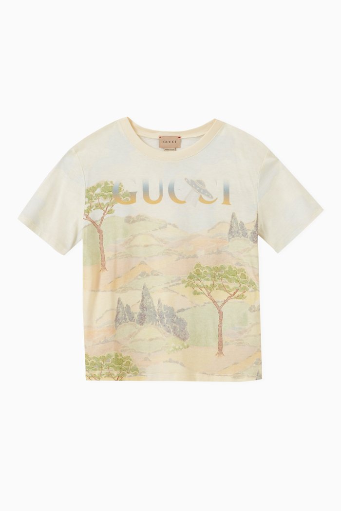 Printed T-shirt in Cotton Jersey, Neutral