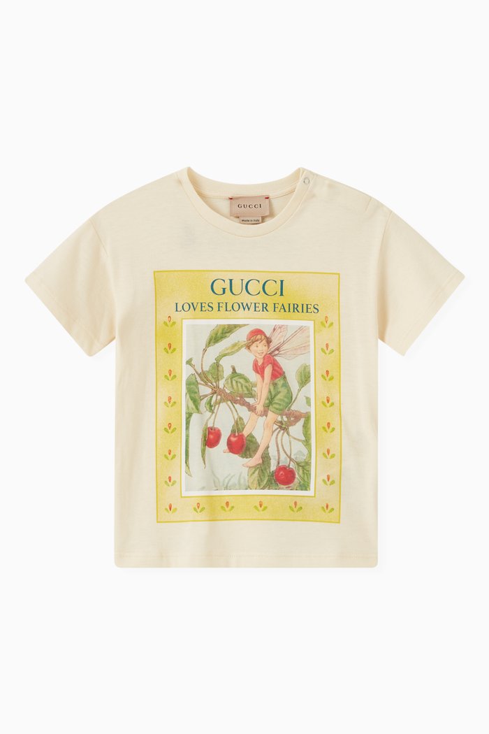 

Floral Fairy Print T-shirt in Cotton Jersey, Neutral
