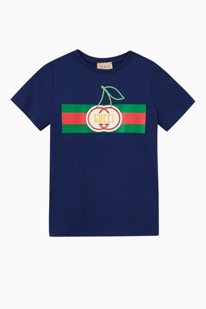 

Interlocking G Cherry Print T-shirt in Cotton Jersey, Blue