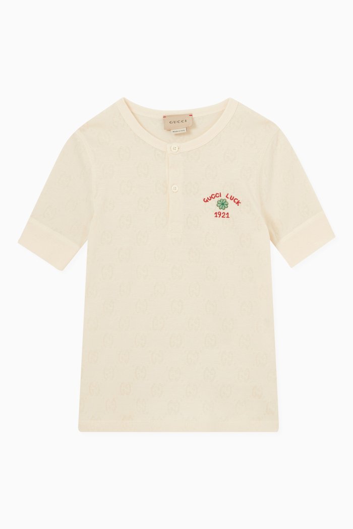 

Gucci Luck 1921 Monogram T-shirt in Cotton Jacquard, White