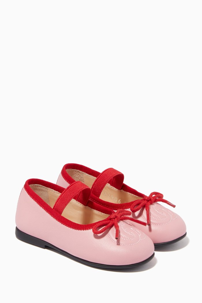 

Double G Ballet Flats in Leather, Pink