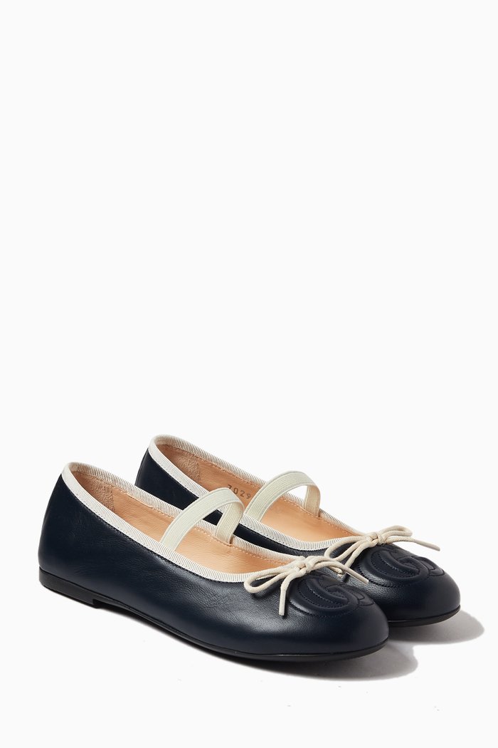 

Double G Ballet Flats in Leather, Blue