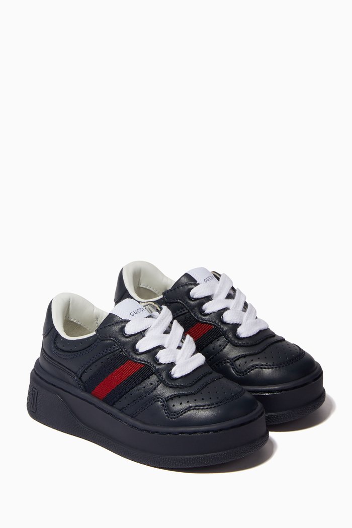 

Chunky Web Sneakers in Leather, Blue