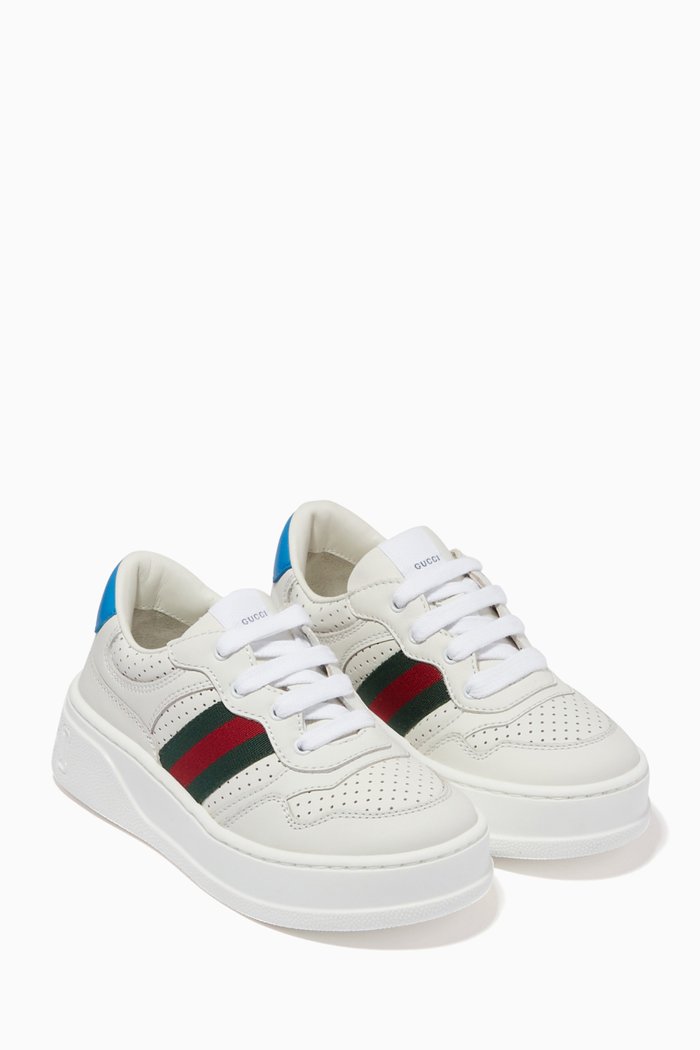 

Chunky Web Sneakers in Leather, White