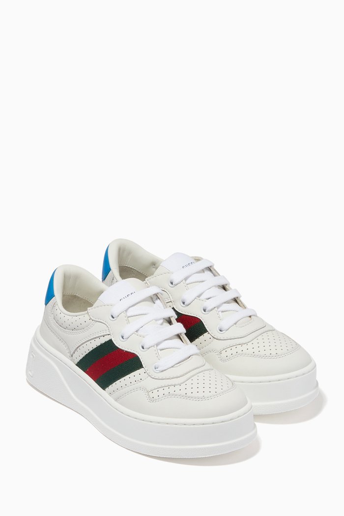 

Chunky Web Sneakers in Leather, White