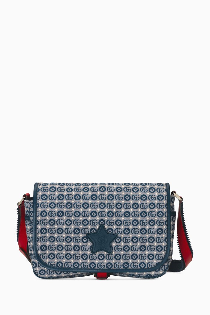 

Star Messenger Bag in Cotton Jacquard, Blue