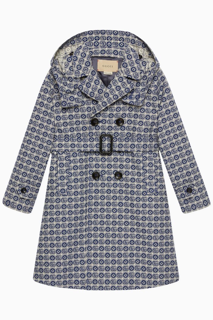

GG Dots Coat in Cotton Jacquard, Blue