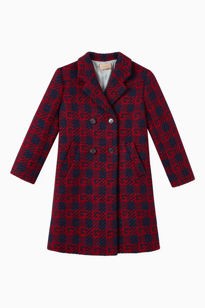 

Square G Coat in Check Wool, Blue