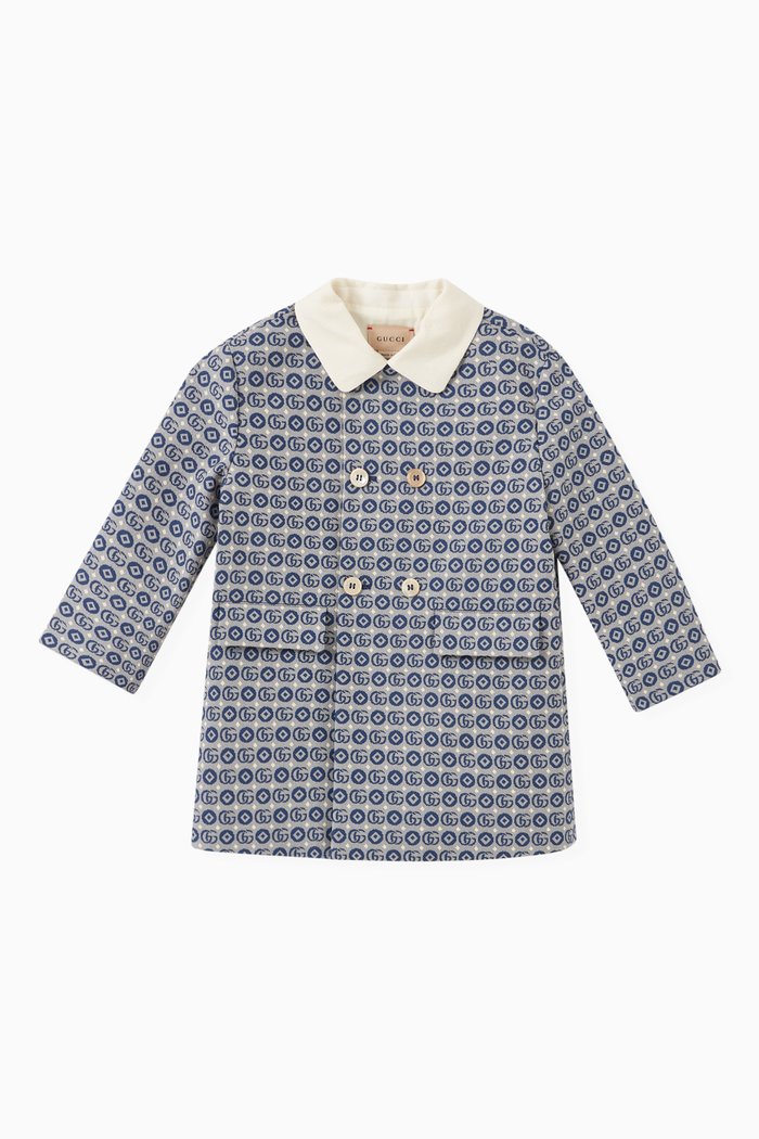 

Double G Geometric Coat in Cotton, Blue