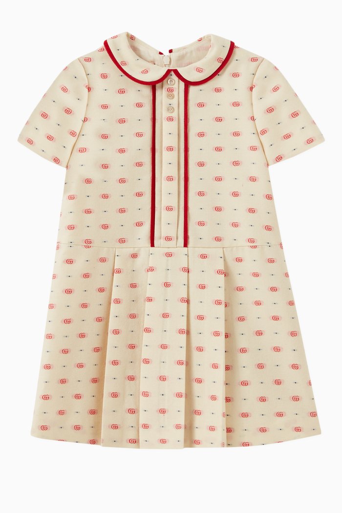 

Double G Polka Dot Dress in Wool Jacquard, Neutral