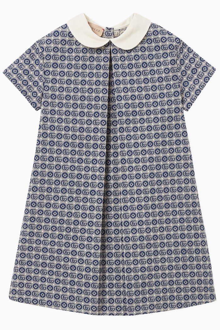 Double G Dress in Cotton, Blue