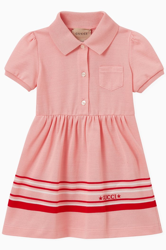 Striped Dress in Cotton, Pink