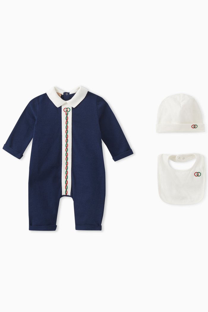 

Logo Romper Set in Cotton, Blue