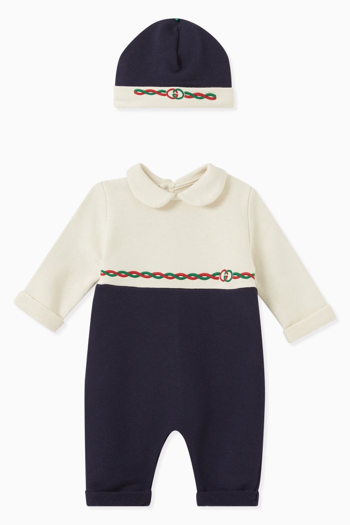 

Logo Romper Set in Cotton, Blue