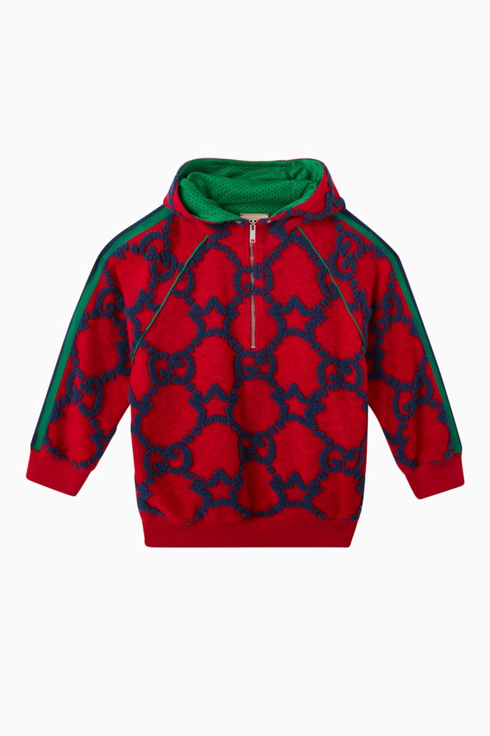

GG Stars Hoodie in Wool Blend, Red
