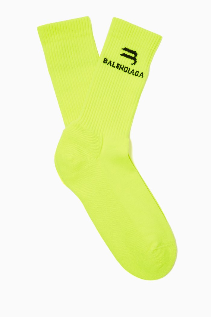 Sporty B Tennis Socks in Cotton Blend, Yellow