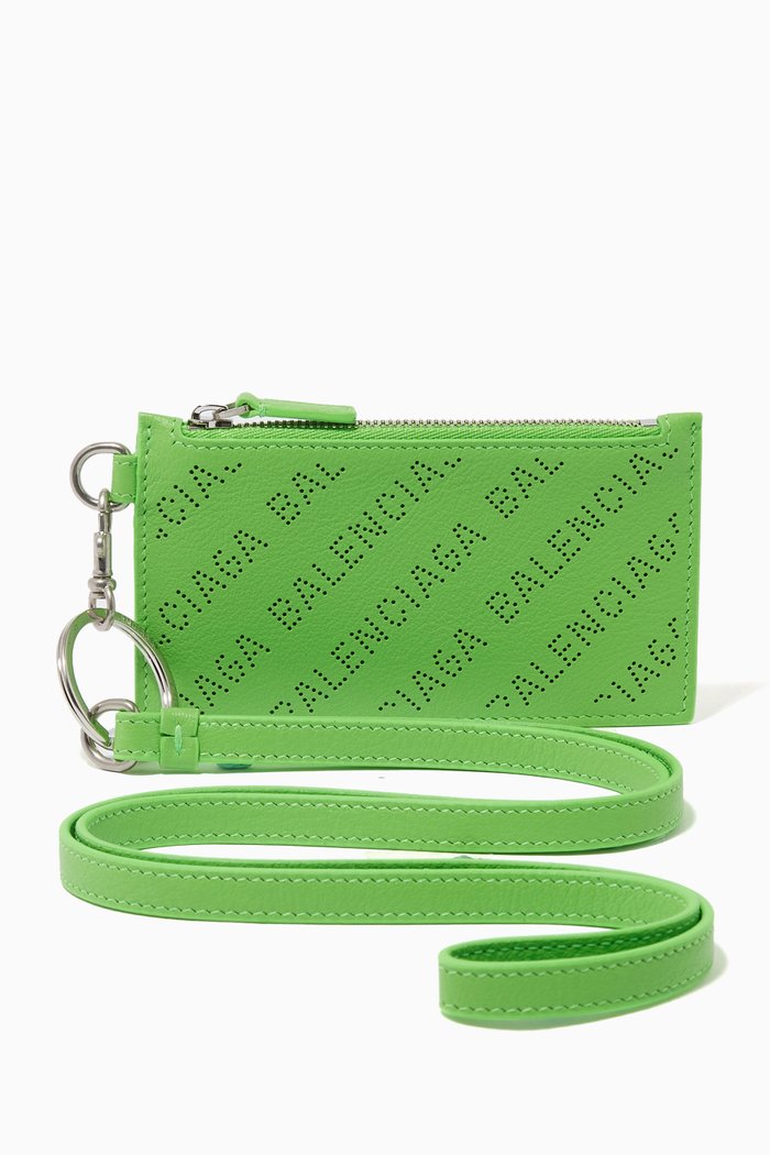 

Cash Card Case on Keychain in Smooth Calfskin, Green