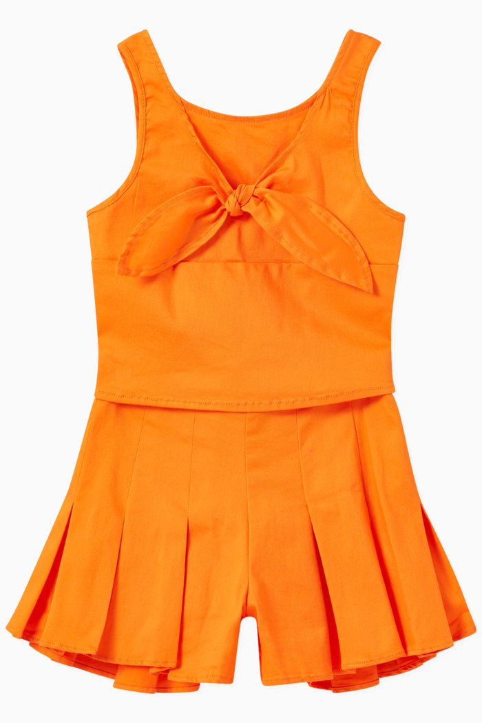 

Tie Front Top & Shorts Set, Orange