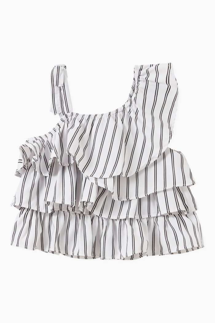 

Ruffled Sleeve Top in Cotton, White