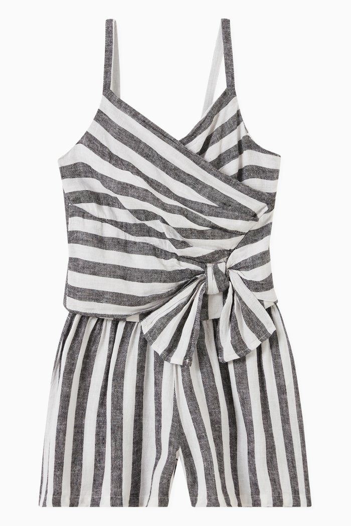 

Striped Wrap Top & Shorts Set, Black