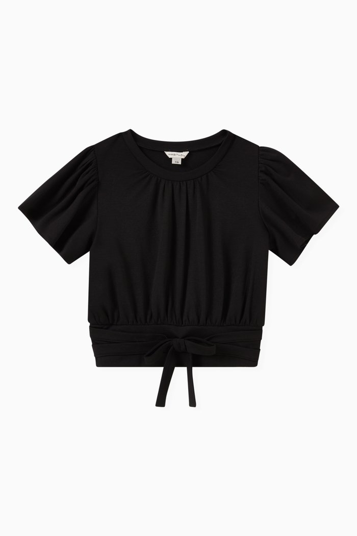

Flounce Wrap Top, Black